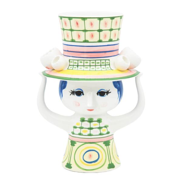 Lady with hat vase 24,5 cm grønn